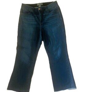 Democracy Jeans Ladies sz 12 Blue Stretch Waist 6 Pockets Ab Tech Button Logo